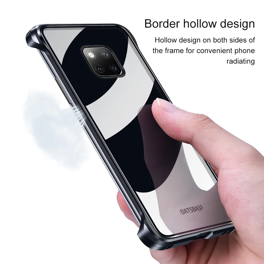 OATSBASF металлический чехол из закаленного стекла для телефона для huawei mate 20 pro простой прозрачный противоударный чехол для телефона huawei mate 20 RS