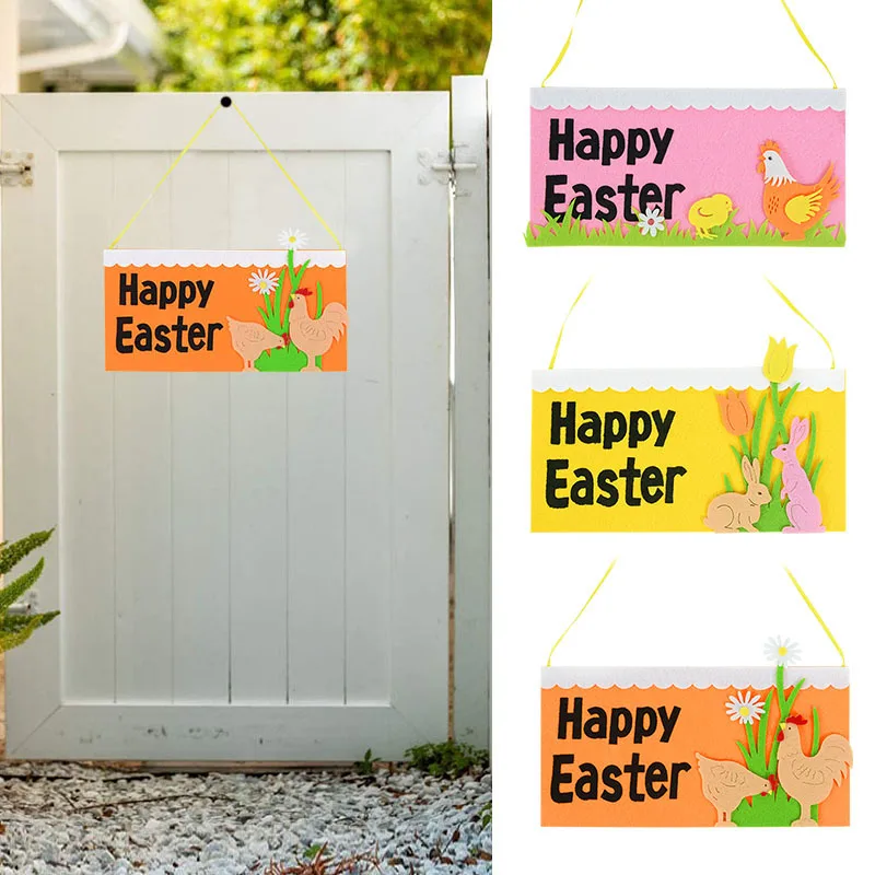Felt Easter Door Hanging Oranments Wall Chick Rabbit Dec Happy  Easter Decor For Home 2021 Happy New Year Naviidad Door Pendants