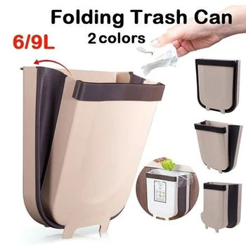 

6/9L Folding Trash Can Collapsible Hanging Trash Bin Household Dry Wet Separation Kitchen Bedroom Garbage Can