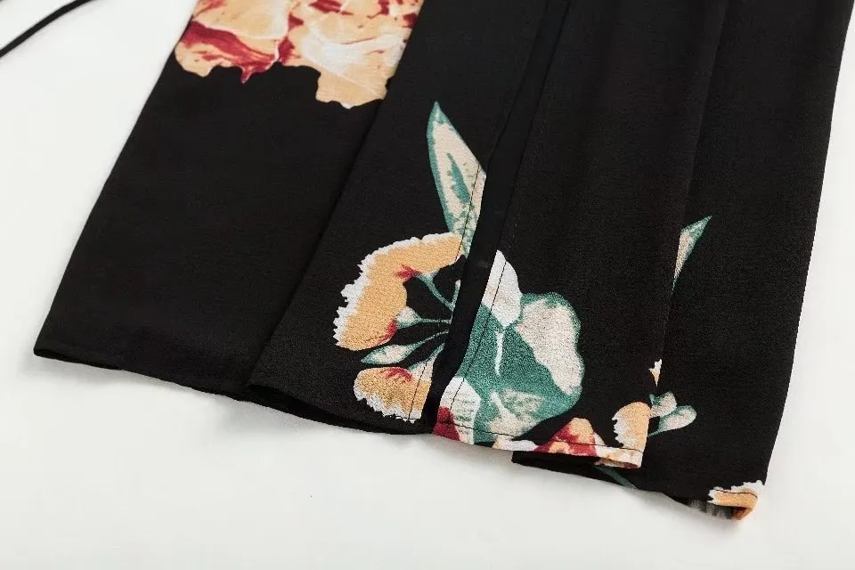 Цветочный принт женские сплит-комбинезоны Boho летние пляжные комбинезоны с открытой спиной Глубокий v-образный вырез сексуальные комбинезоны