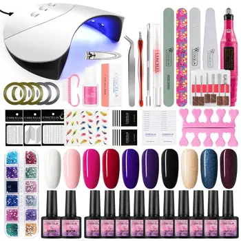

COSCELIA Nail Lamp UV Gel Nail Polish Kit Manicure Machine Tool Set Semi Permanant Varnish Nail Art Drill Tools Kits From RU