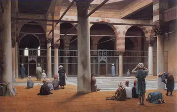 

3 Handmade Art Paintings by Teachers - Interior of a Mosque Arabian Islam Jean Leon Gerome Islamic middle east - Oil on Canvas