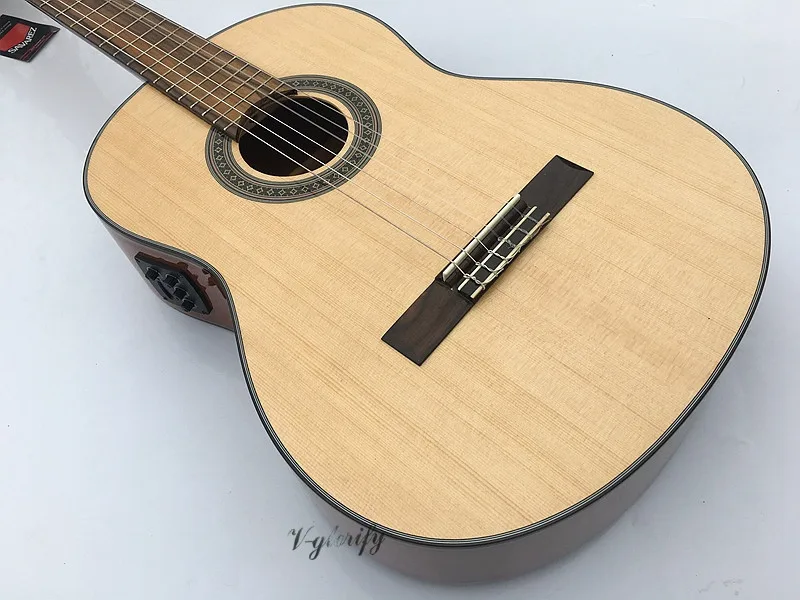 Солидный Топ Классическая гитара с эквалайзером 39 дюймов глянцевый натуральный цвет гитара ra