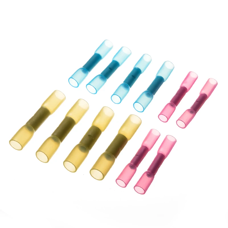 

100PCS Waterproof Insulated Multicolor Heat Shrink Butt Electrical Crimp 22-10AWG Splice Terminals Wire Cable Connectors
