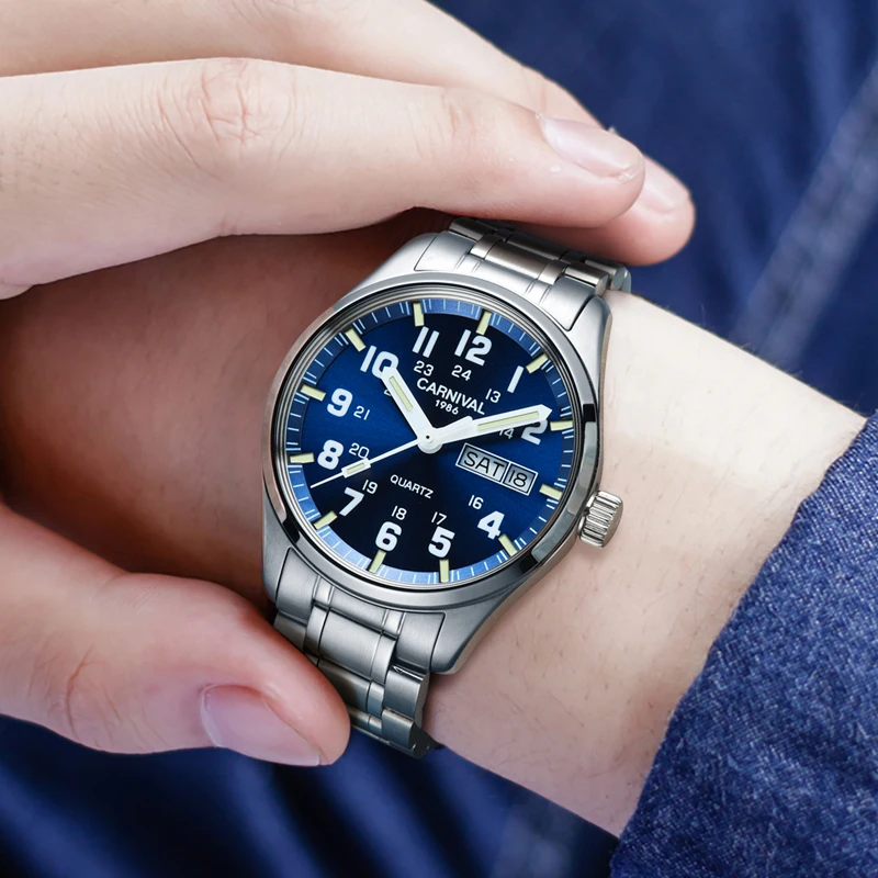 Часы наручные Relojes Hombre CARNIVAL мужские роскошные брендовые светящиеся спортивные