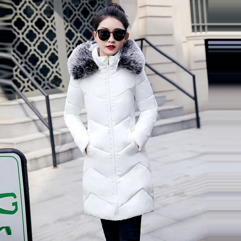 Зимняя женская длинная куртка зимнее пальто для женщин воротник из искусственного меха теплая Женская парка верхняя одежда пуховик зимняя куртка Женское пальто