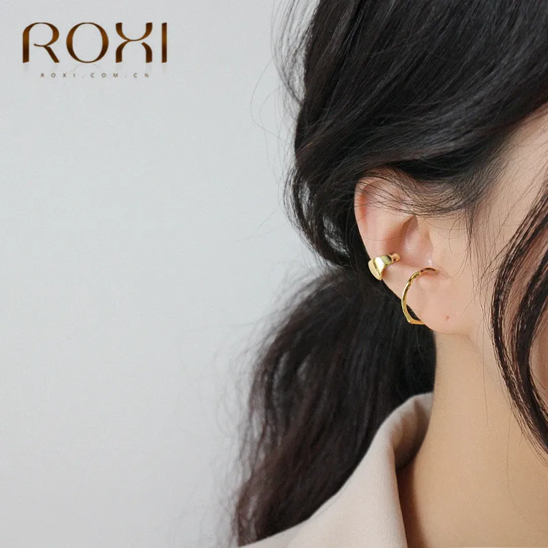 

ROXI 925 Sterling Silver Earrings for Women Unique No Piercing Clip on Earrings Ear Cuff Minimalist Smooth Face Earings Jewelry