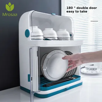 

Mrosaa 2 Layers Table Plastic Dishes Rack Kitchen Plate Storage Holder Drainer Bowl Dish Drying Rack Home Cupboard Organizer