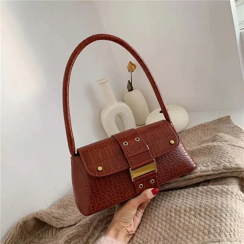 

Luxury Women Handbags Exaggerated Handle Crocodile Pattern Shoulder Bag Metal Chain Ladies Crossbody Bags Purse Brand Designer