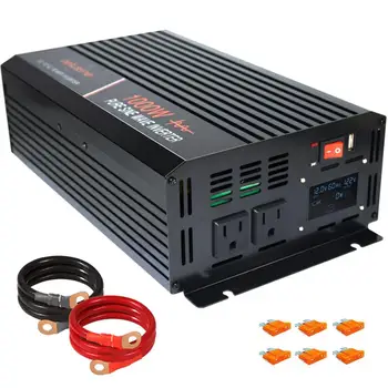 

1000w Pure Sine Wave Inverter 24v dc to ac 120v Off Grid Solar Power Inverter Car Battery Home Use Converter LCD Dispaly