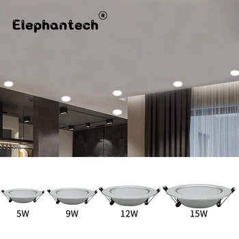 

Ultra Bright Round LED Downlight 5W 9W 12W 15W Aluminum AC 220V LED Down Light Ceiling Recessed Spot Light Tri-color Temperature