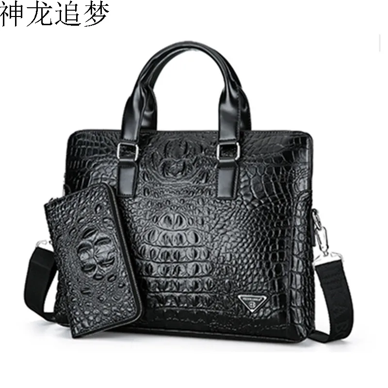 

Crocodile Pattern Microfibe Leather Men's Briefcase men totes bag Handbag men Business bag Shoulder Bag Crossbody bag male purse