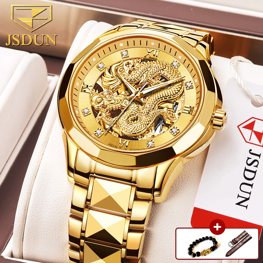 JSDUN Automatic Movement Watch men Top Brand Luxury Men Leather