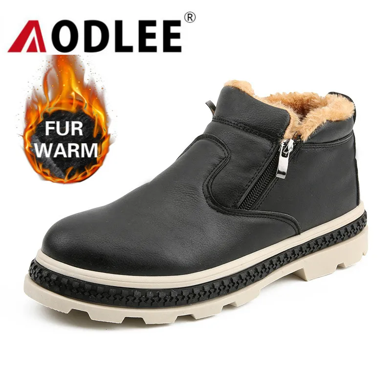 

Men Snow Boots Casual Waterproof Martin Boots Plush Fur Warm Winter Boots Hard-wearing Slip-on Shoes Dropshipping AODLEE
