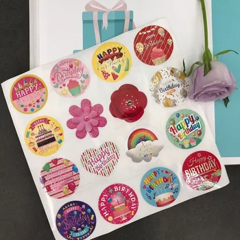 

38mm/512pcs Exquisite 16 Patterns Cute Cartoon Happy Birthday Stickers for Party Cake Baking Gift Decor Greeting Card Tag Labels