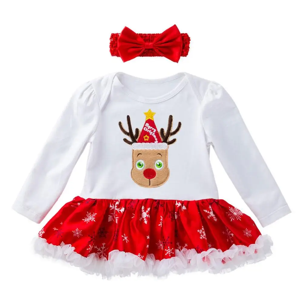 Детская Рождественская одежда; комбинезон для новорожденных девочек; Детская Новогодняя одежда для маленьких детей; платье в горошек+ повязка на голову; комплект из 2 предметов - Цвет: Color 15