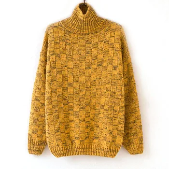 

Europe And America Variegated half-high Collar Pullover Ladies Autumn And Winter Thickened long-sleeved Loose Sweater 69201