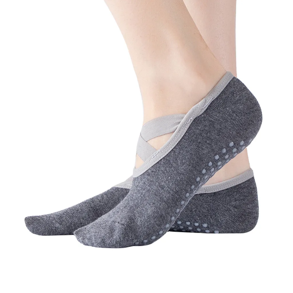 Новые спортивные носки для йоги, тапочки, женские нескользящие эластичные бандажные женские носки для пилатеса, носки для балета, защита каблука, профессиональные носки для танцев