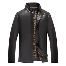 Весна и осень и зима кожаная мужская искусственная кожа пальто воротник кожаная куртка среднего возраста загруженная Повседневная Свободная куртка