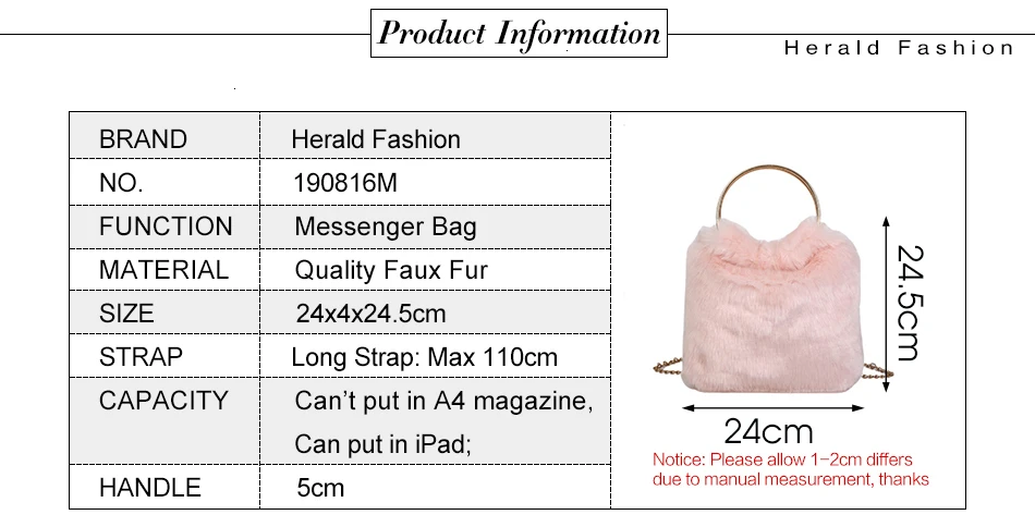 Herald Модная элегантная женская мини-сумка на плечо из искусственного меха, зимняя сумка с металлическими круглыми ручками, плюшевая теплая Сумка-тоут, женские мини-сумки