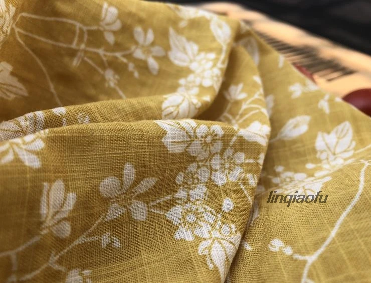 Хлопок и лен печать окрашенная неоновая мягкая ткань платье cheongsam рубашка ткань высокого класса льняная ткань