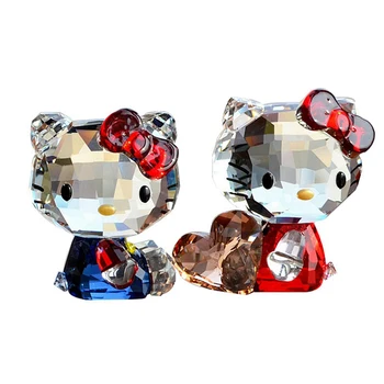 

Exquisite Crystal Figurines Cartoon Cat Figurines Helloo Kitty Car Ornament Good Luck Cat Wedding Gift Interior Home Table Decor
