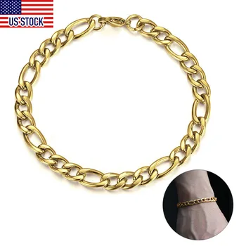 

5/7/9mm Gold Silver Color Bracelet Curb Chains Link Men link Chain Stainless Steel Male Female Accessories Fashion KBM171A