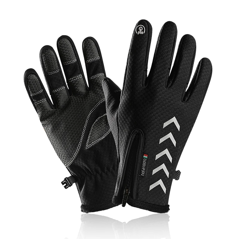 Модные мужские и женские перчатки, износостойкие лыжные и ветрозащитные зимние теплые водонепроницаемые перчатки на молнии с сенсорным экраном, варежки