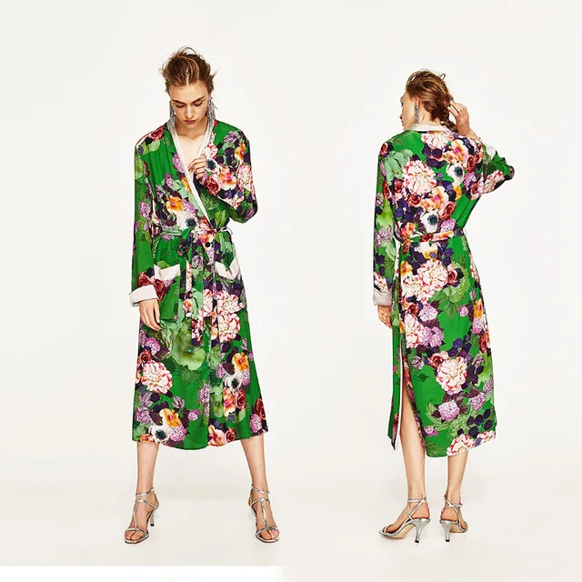 Сари, Индия,, сари, Пакистанская одежда,, Европейское весеннее длинное кружевное кимоно для девушек в Европе, Женская свежая печать - Цвет: Зеленый