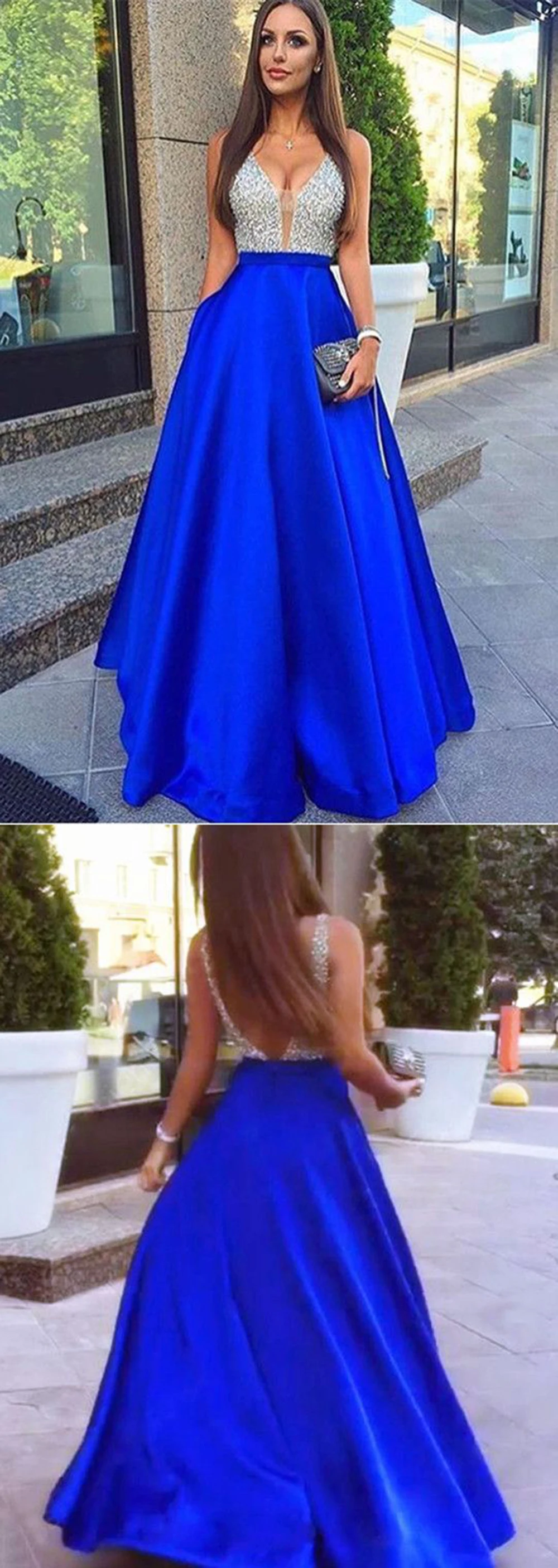 Женское длинное свадебное платье с блестками, сексуальное синее шифоновое платье без рукавов с v-образным вырезом на спине, элегантное комбинированное платье Vestidos