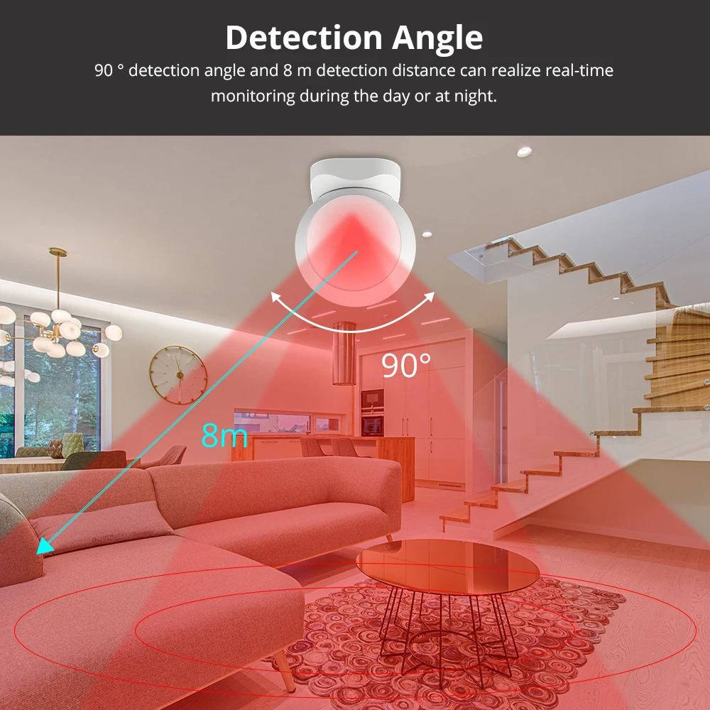 Detecção de Movimento Inteligente sem Fio Detector de Alarme Zemismart Tuya Zigbee Infravermelho Sensor Sistema Segurança Pir - Image 6