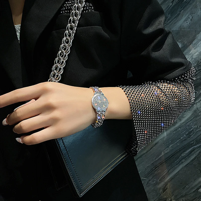 Metal Bracelet Fashion Luxury Classic Punk Chain Bracelets For Women Gold Silver Color Rhinestone Charm