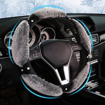 

Car Steering Wheel Cover Fashion Plush Warm Soft Lovely Cute Volant Braid on the Steering wheel Auto Car Styling Funda Volante