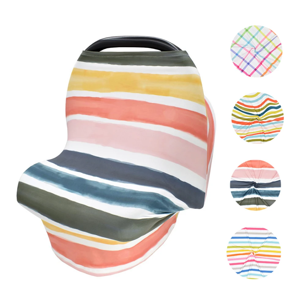 Nursing Apron Breastfeeding 3 in 1 Cover for Feeding Accessories Stripe Baby Carseat Canopy Infant Stroller High Chair Case