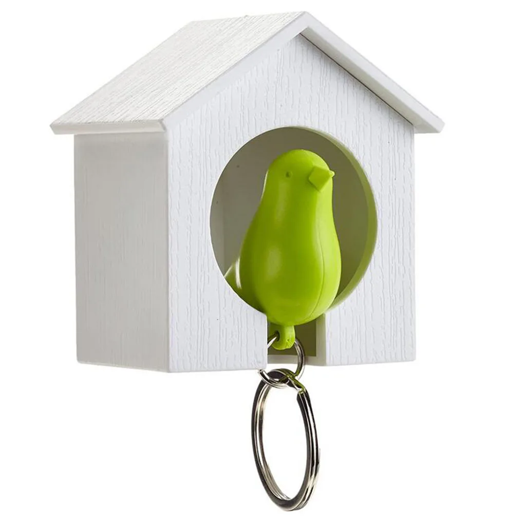 Plastic Birdhouse Key Ring Hook Wall Mounted Green Bird Keychain Holder Mini White Hanger Decoration Supplies | Дом и сад