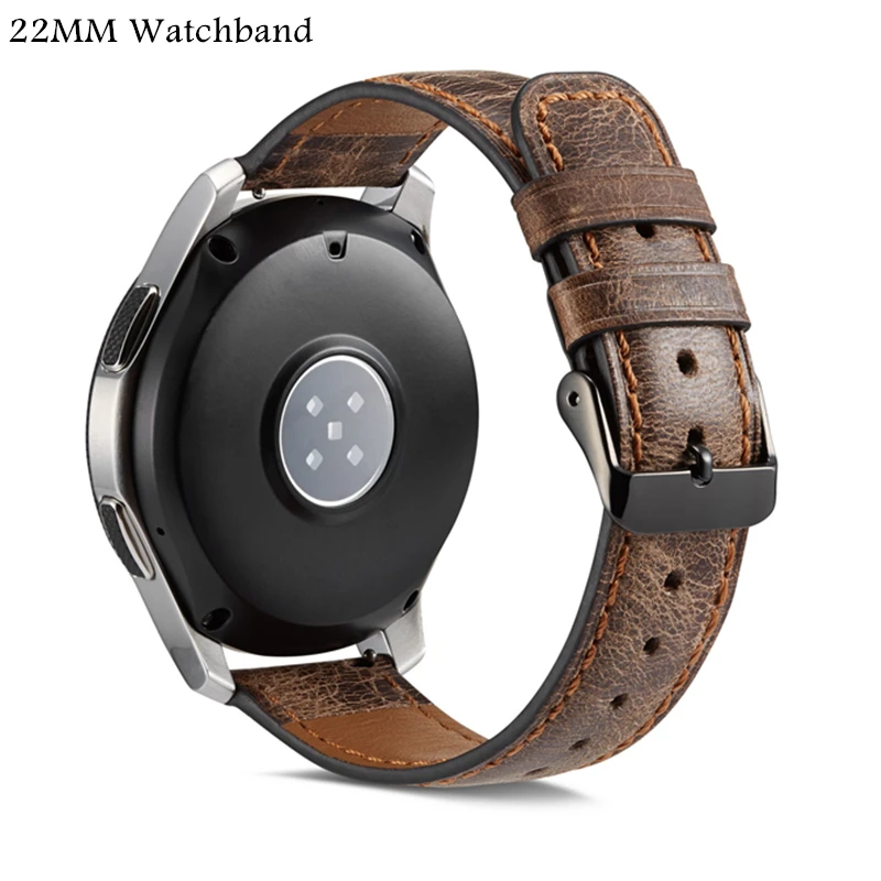 

For Samsung Gear S3 Frontier/Classic 22mm Genuine Leather Watch Band Replacement Strap for Amazfit GTR 47MM Bracelet Wristband