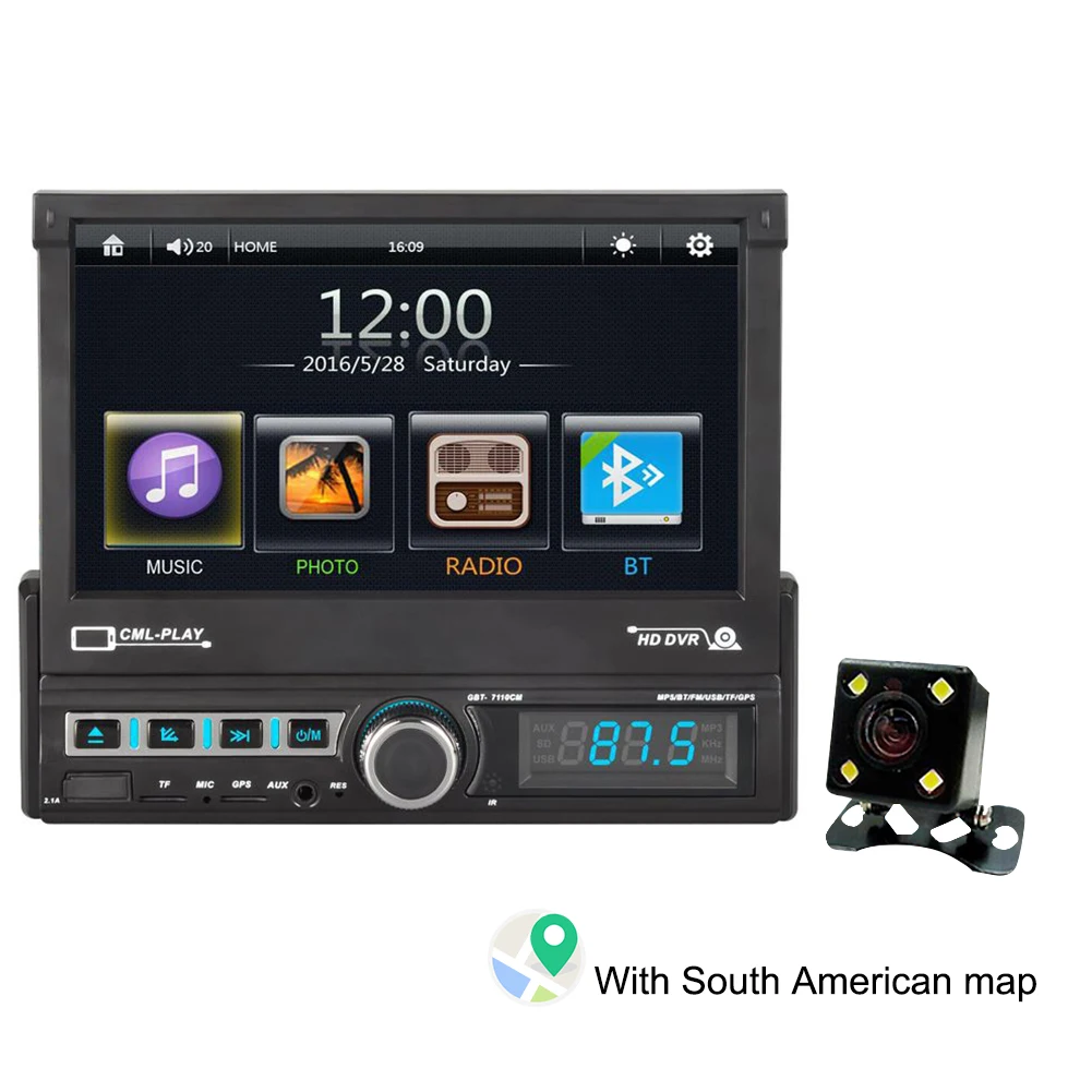 1 DIN одиночный " видео Автомобильный MP5 плеер gps Bluetooth Радио HD Цифровая камера заднего вида карта Аудио практичный USB порт сенсорный экран - Формат цифровых медиаданных: D
