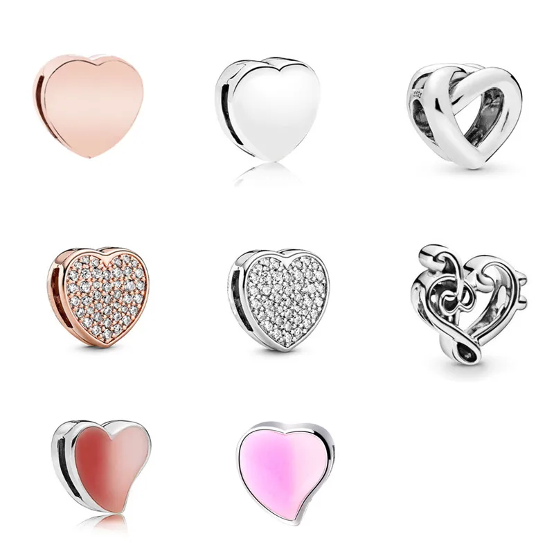 GChic Romantic Heart Shape Charm Beads For Pandora Reflexions Bracelet Classic Clip Charms Fashion Women Valentine's Day Gifts |