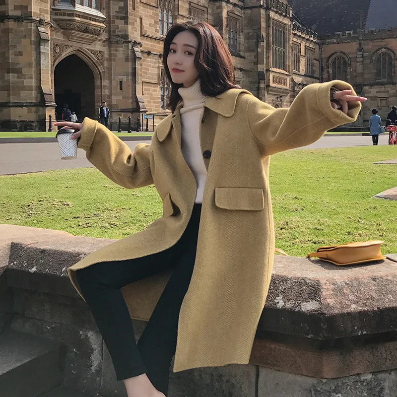 

Woolen Jacket Women's Mid-length Korean-style 2019 Autumn And Winter New Style Students MORI Series Short-height Elegant Plaids