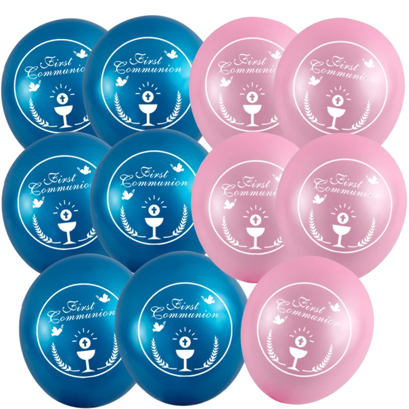 200 Pieces Metal Pink and Blue First Communion & Spanish Mi Primera Comunión Balloon For Kids Party Decoration | Дом и сад