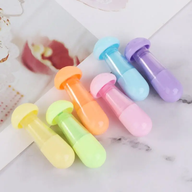 

6 Pcs/Pack Creative Mushroom Sticks Fluorescent Pen Cartoon Cute Mini Stationery