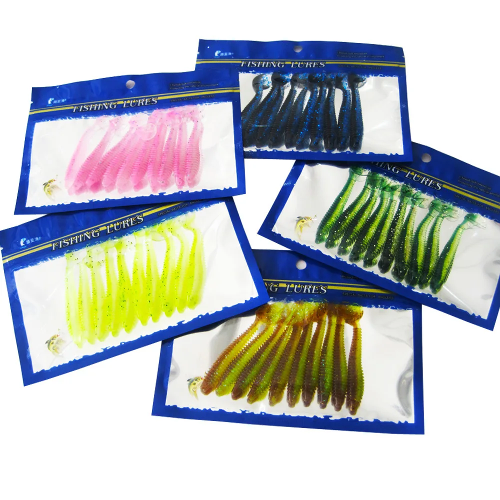 

With Salt T-Tail Lure 7 Cm Double Color Soft Bait Thread T-Tail Boots Overplus Order Tail Soft Worm 10 of Bag