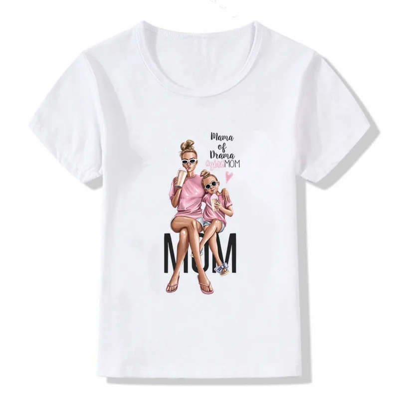 Забавные летние Семейные комплекты; Kawaii; белая футболка; Одинаковая одежда для мамы и дочки; семейная футболка