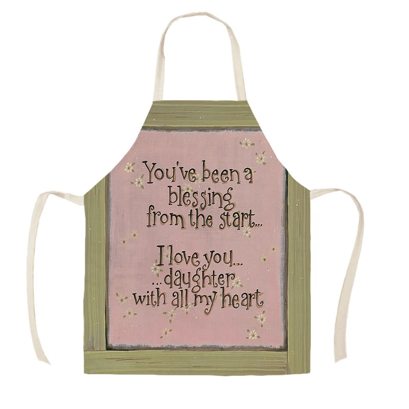 Home Cleaning Tools Cooking Apron Cartoon Happy Life Camper Love Printed Cotton Linen Women Sleeveless Kitchen Aprons WQ1500