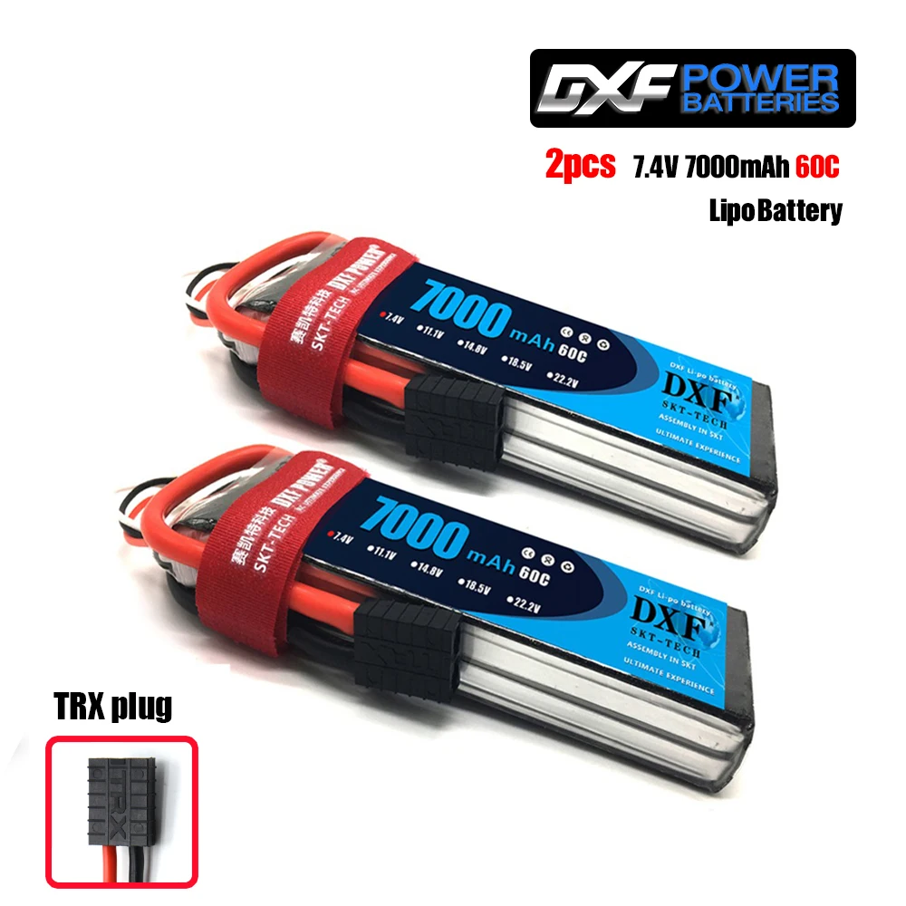 2 шт. DXF 2S 3S 4S 7,4 V 11,1 V 14,8 V 7000 мА/ч, 60C Lipo Батарея RC Запчасти жесткий чехол деканов/T для TRX 4 Багги автомобилей Самолет лодка - Цвет: 2S7000SoftCase-TRX