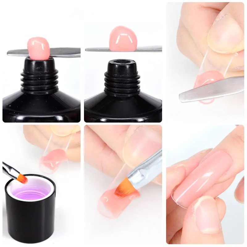 Nail Art DIY French Nail Extension Full Cover Acrylic Nails Jelly UV Gel Gum VENALISA Poly Nail Gel Slip Liquid Cleanser Remover 4