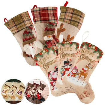 

Christmas Xmas Tree Hanging Party Tree Decor Santa Stocking Sock Gift Candy Bags Lovely Gift Bag For Children Fireplace Tree #3