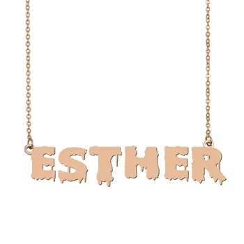 

Esther Name Necklace , Cool Bloody Art Name Necklace for Halloween and Santa's Day Jewelry Gift for Kids Boys Girls