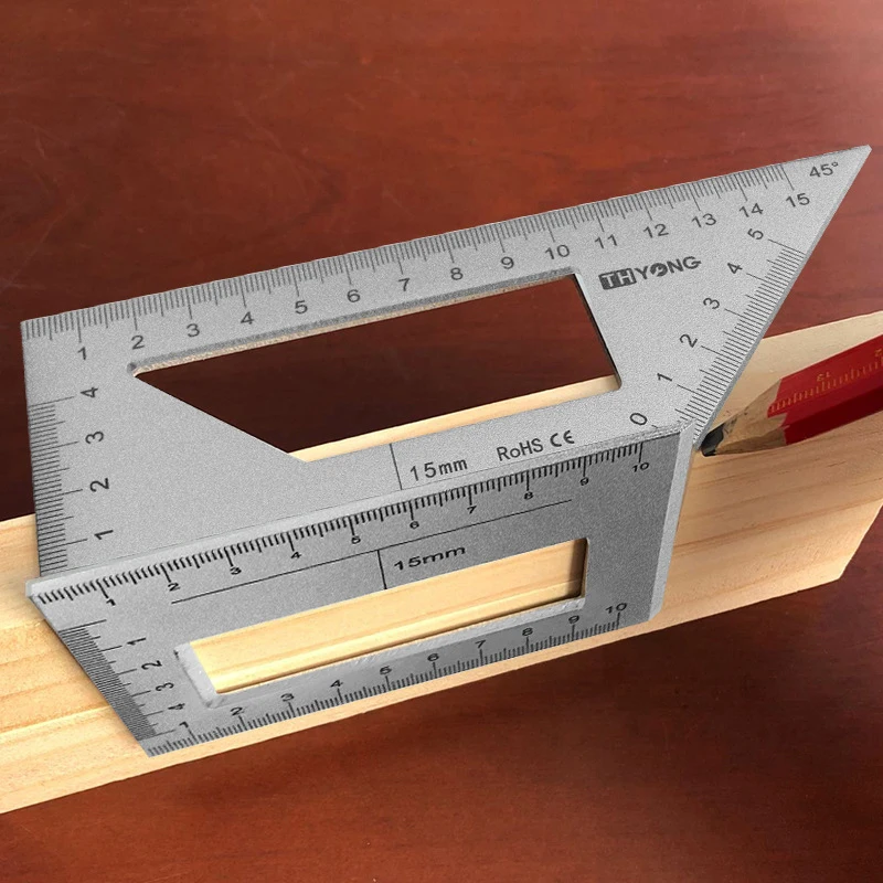 1 Pcs Multifunctional Square 45/90 Degree Gauge Angle Ruler Measuring Woodworking Tool Aluminum Woodworking Scriber T Ruler