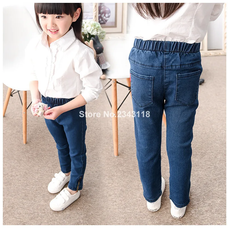 

2019Girls' Jeans Pencil Pants Pants Spring Children Tide Side Zipper Jeans Render Long Pants 2-7 Ages Free Shipping